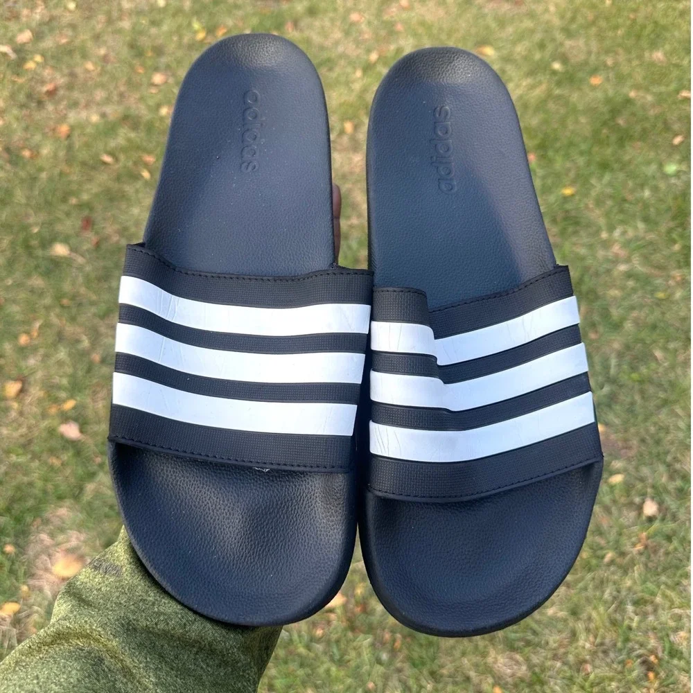Adidas Adilette Shower‎ Slide Sandals Men's Size 14 Black White
